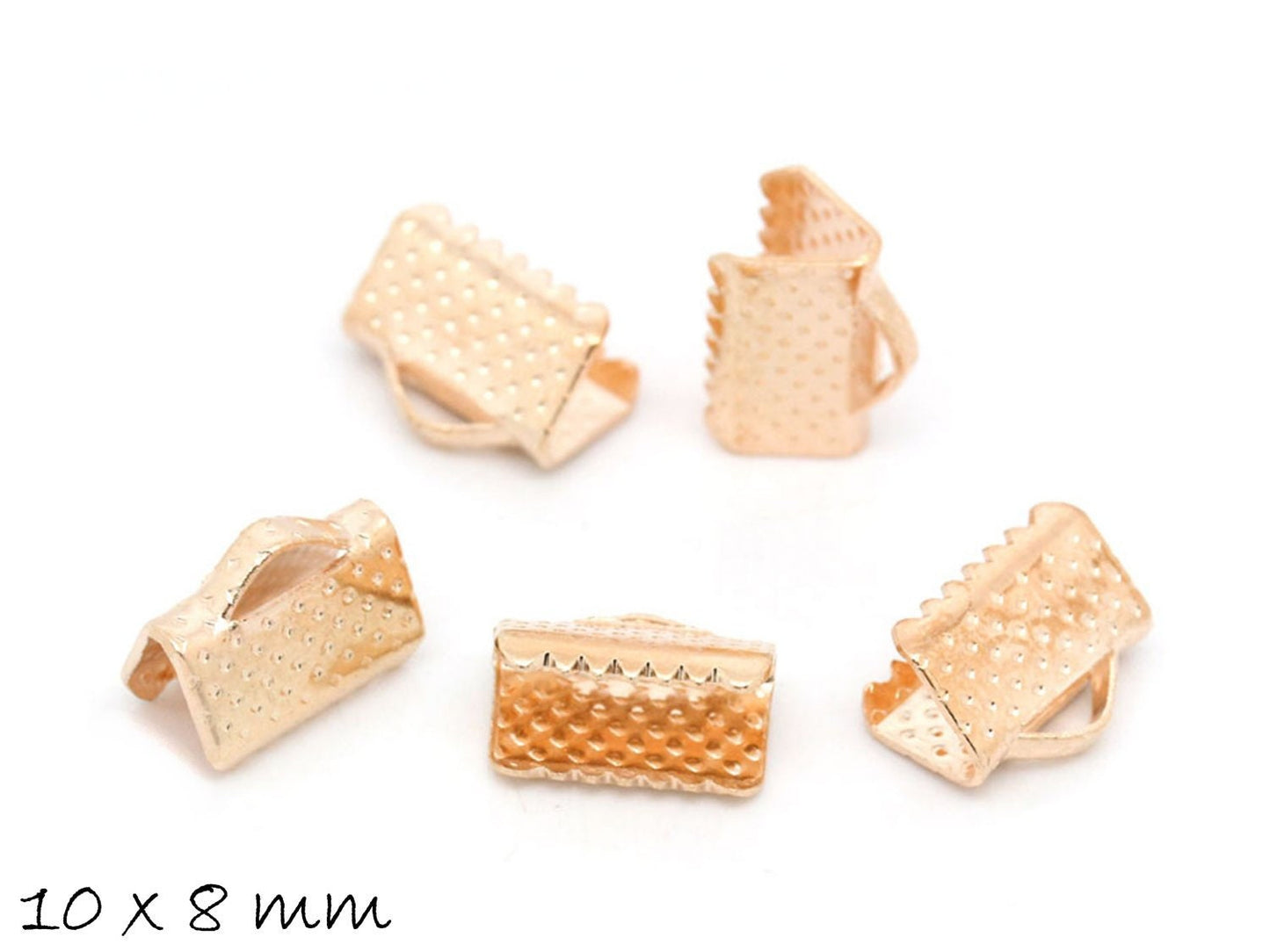 10 Stück Schlüsselband Endkappen, rosegold, 10 x 8 mm