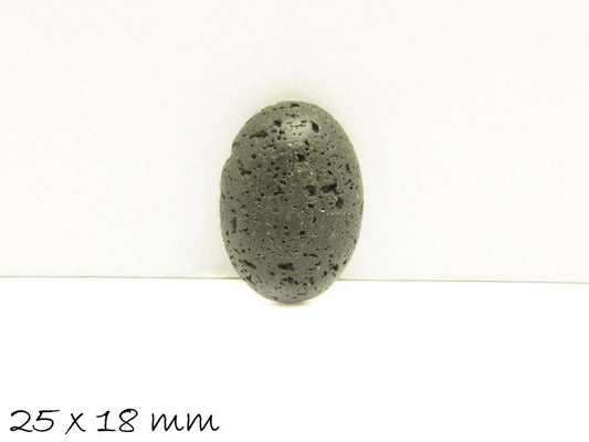 1 Stück ovaler Edelstein-Cabochon, Lavastein, 25 x 18 mm