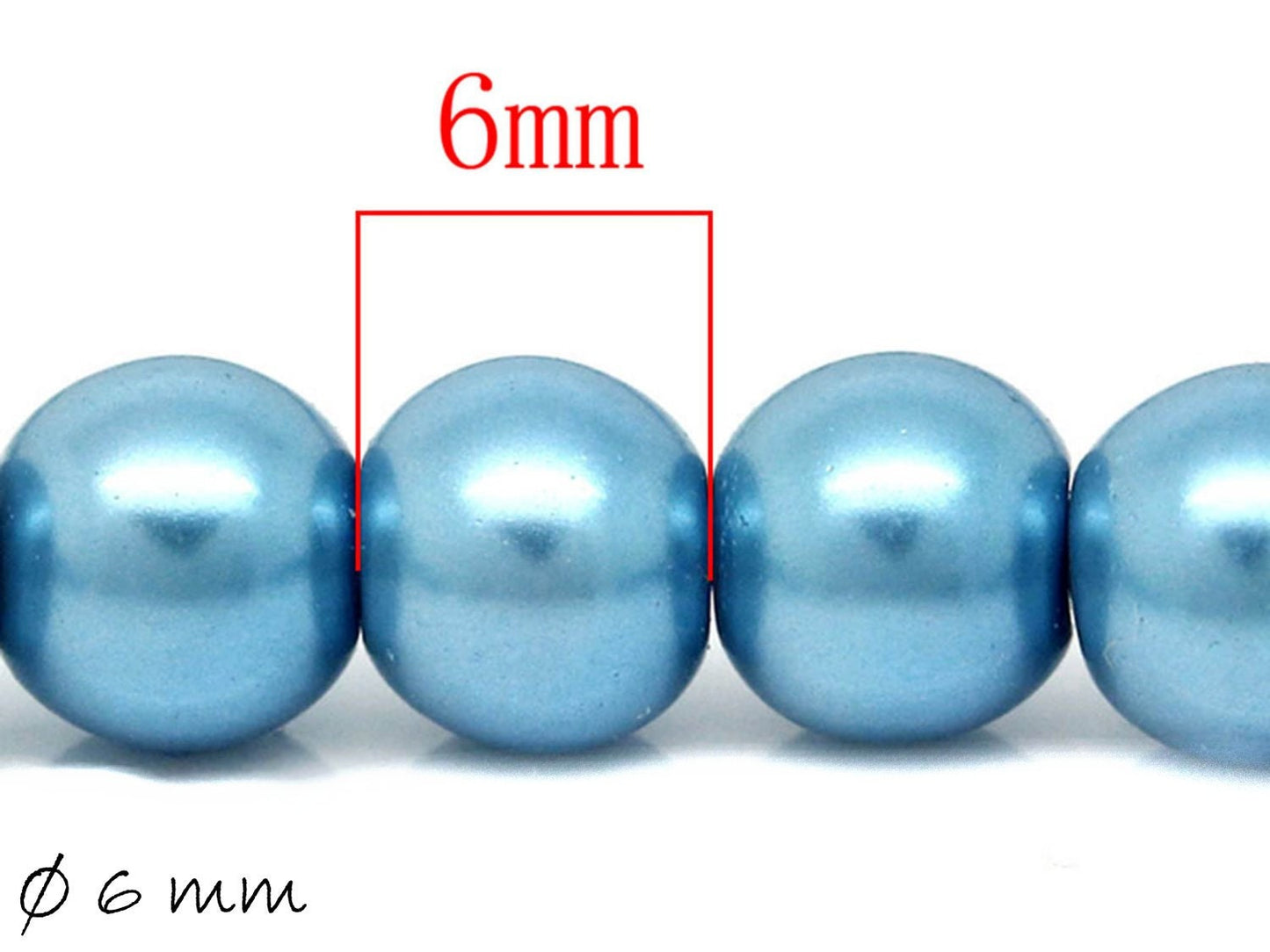 20 Stück Glasperlen in Perlmuttoptik, blau, Ø 6 mm
