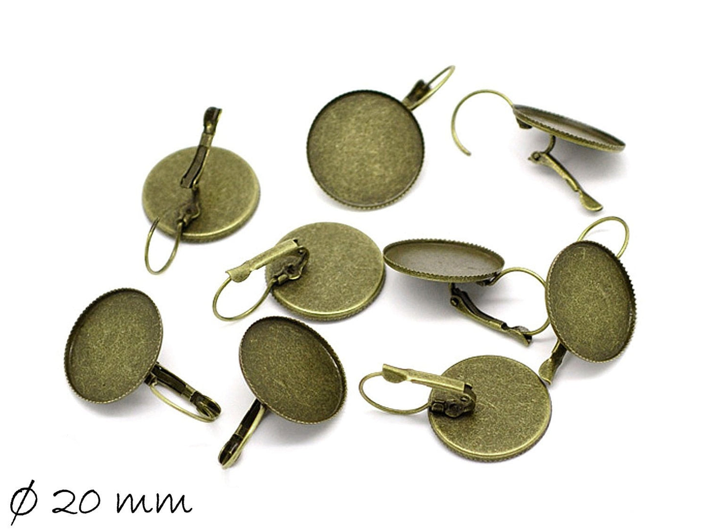 4 Stück Brisuren in bronze mit 20 mm Cabochonfassung