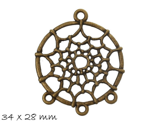 5 Stück Anhänger Traumfänger bronze 34 x 28 mm