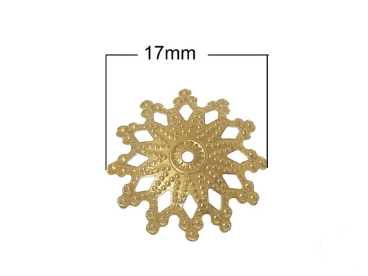10 Stück Perlenkappen, Stern, gold, Ø 17 mm