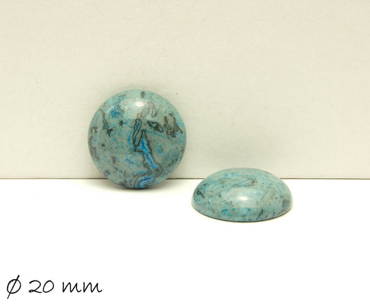 2 Stück Edelstein Cabochons, rund, Ripple-Jasper, Ø 20, blau