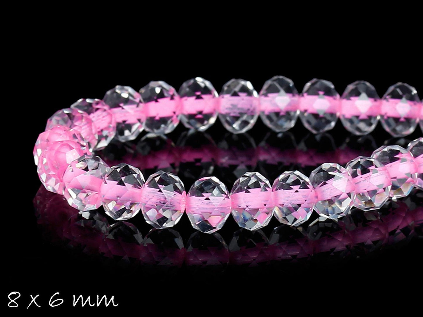 10 Stück Glassschliffperlen, facettiert, rosa, 8 x 6 mm