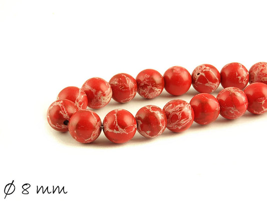 10 Stück Edelstein Perlen Regalit, rot, Ø 8 mm