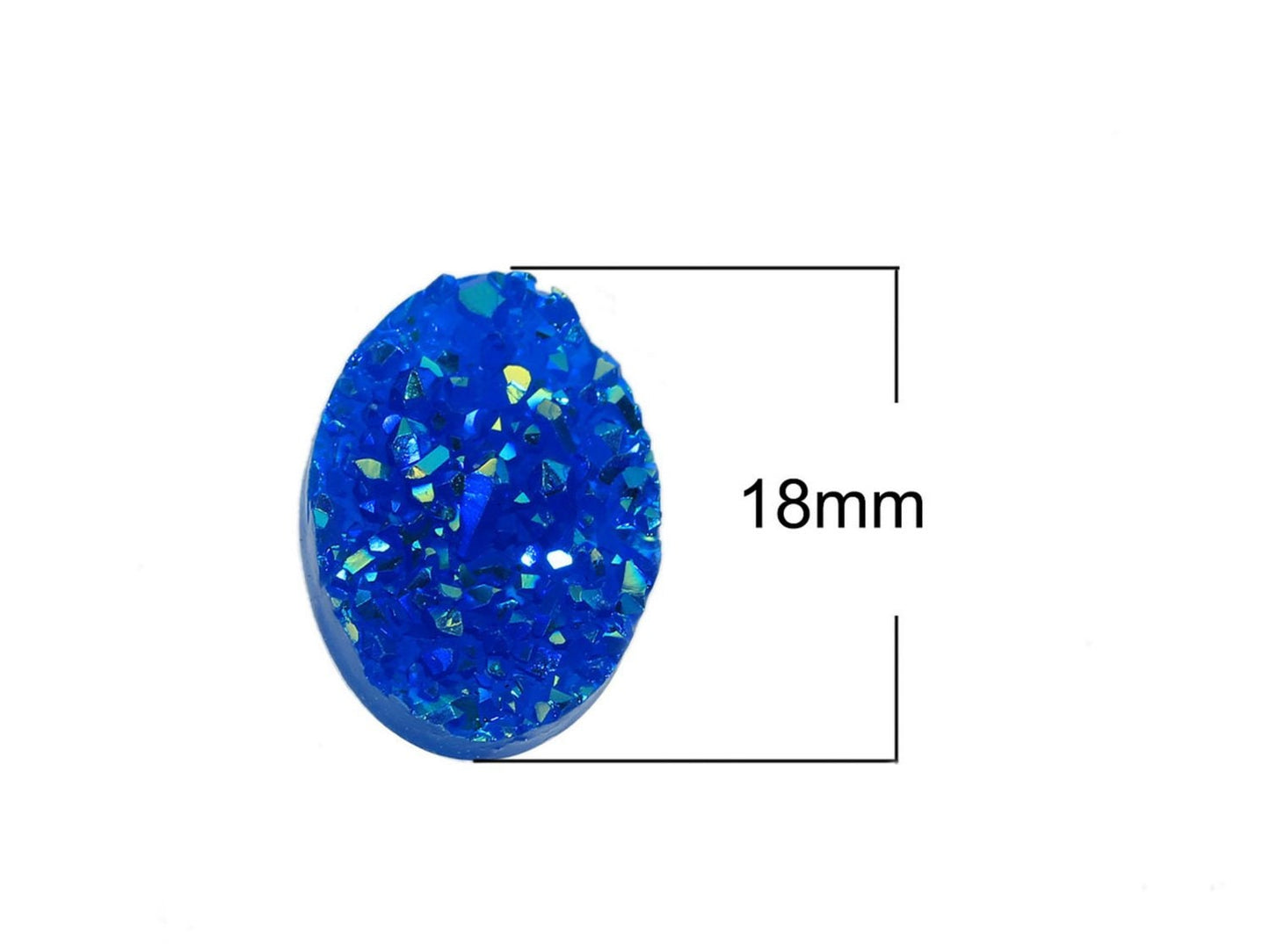 6 Stück ovale Resin Cabochons DruzyImitat 18 x 13mm, blau