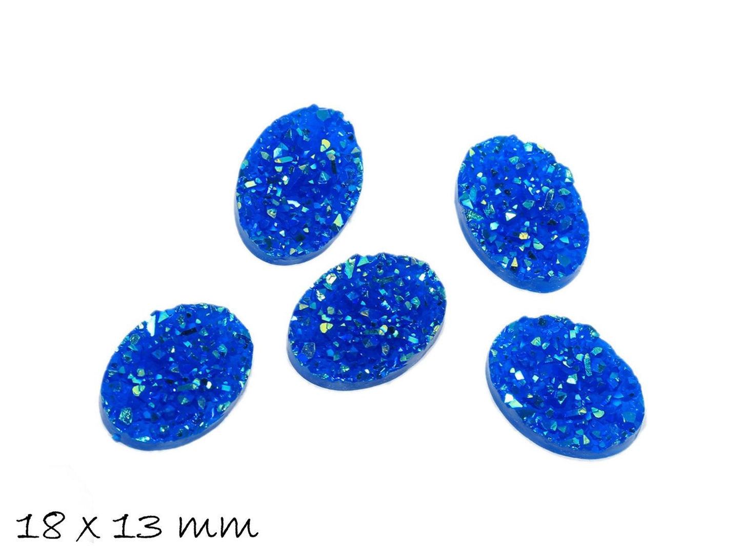 6 Stück ovale Resin Cabochons DruzyImitat 18 x 13mm, blau