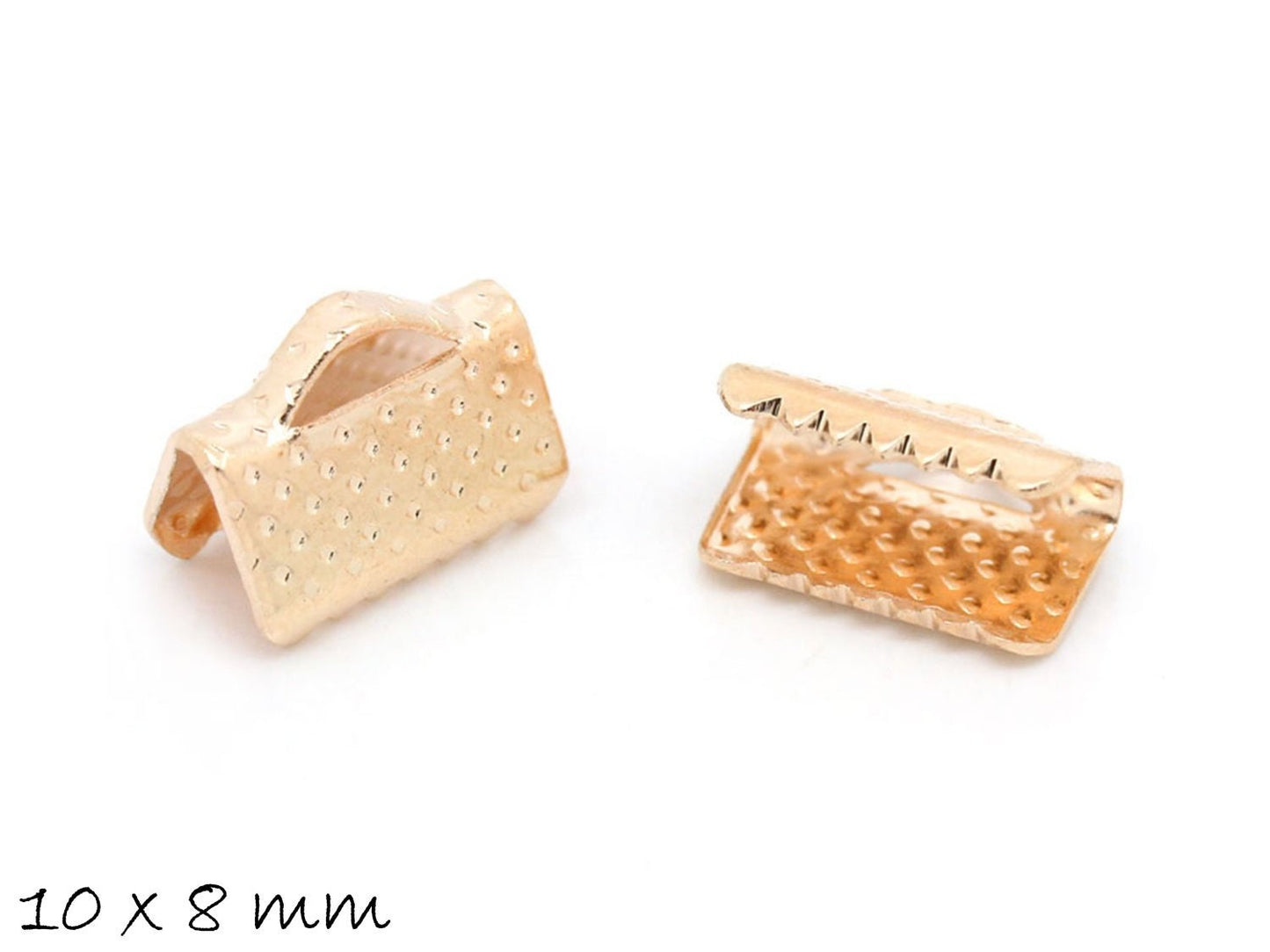 10 Stück Schlüsselband Endkappen, rosegold, 10 x 8 mm