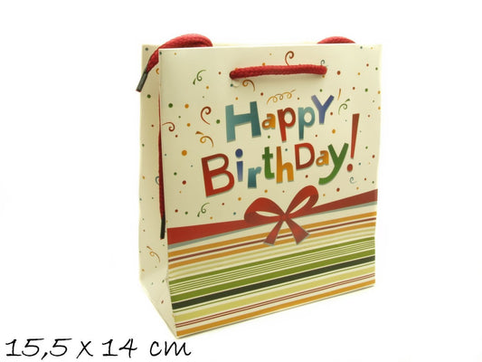 2 Stück Geschenk Beutel Tüte "Happy Birthday" 15,5 x 14 cm