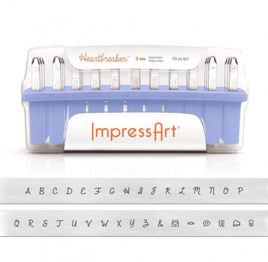 1 Set Buchstaben Stempel ImpressArt 3mm HEARTBREAKER Uppercase Grossbuchstaben