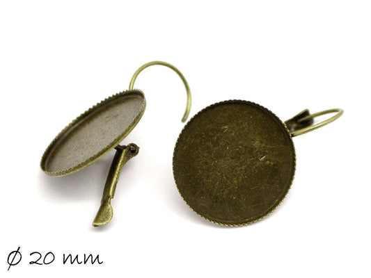 4 Stück Brisuren in bronze mit 20 mm Cabochonfassung