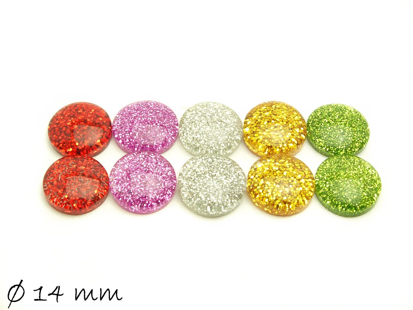 10 Stück runde Resin Cabochons Ø 14 mm Farbmix