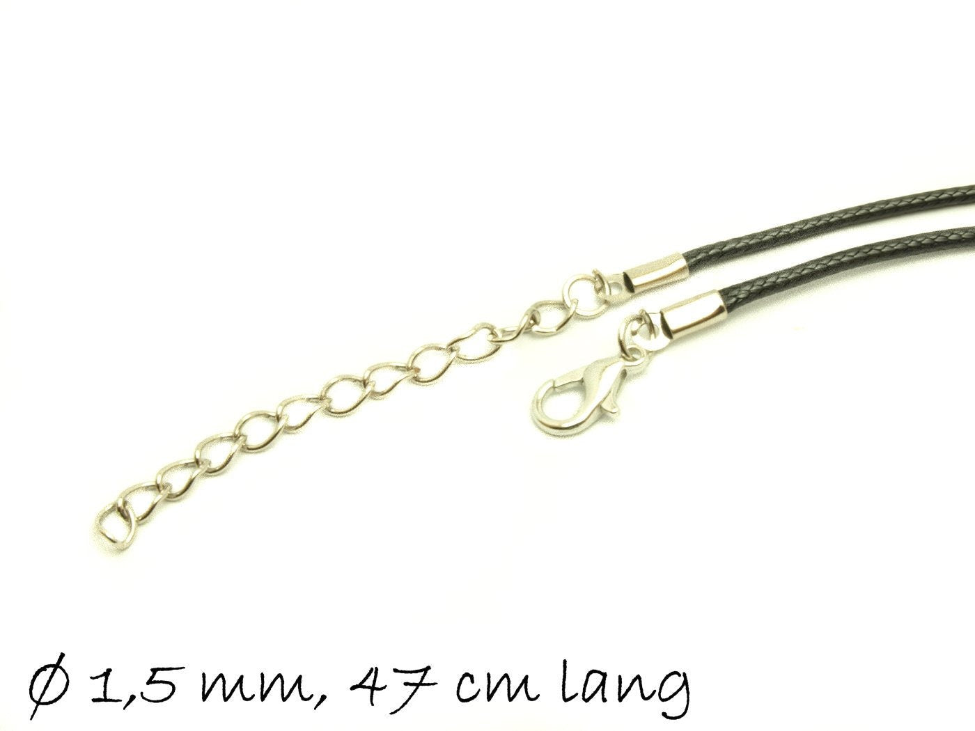 1 Stück Wachsbandkette, 47 cm lang, Ø 1,5 mm, schwarz