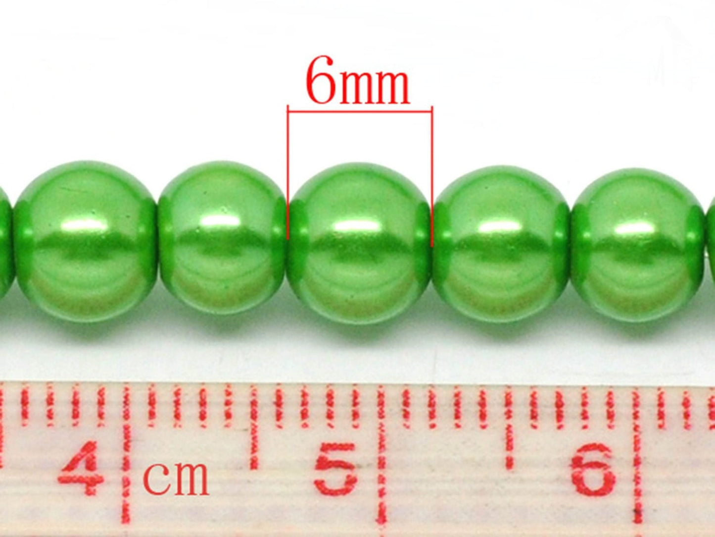 20 Stück Glasperlen in Perlmuttoptik, grün, Ø 6 mm