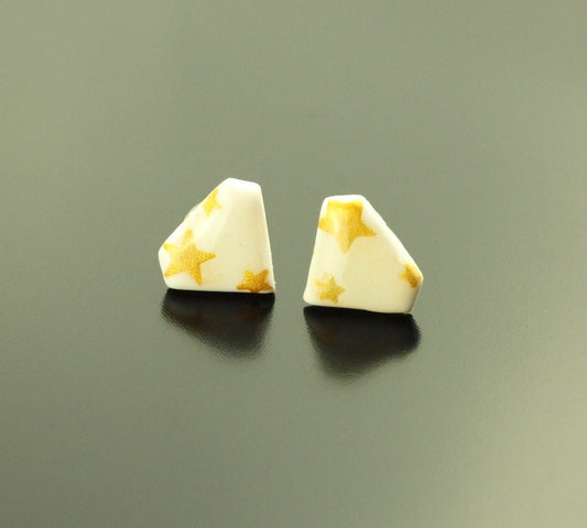 Ohrstecker Sterne Muster Diamant Himmel weiß gold Polymer Clay Fimo Ohrringe Stecker