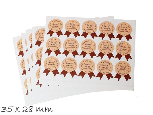 12 Stück Sticker Aufkleber "hand made - delicious & fresh", 35 x 28 mm