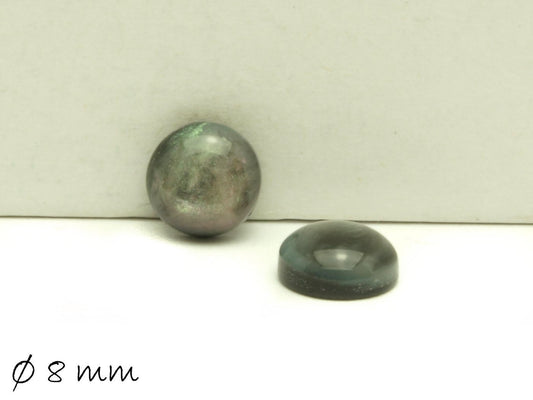 6 Stück runde Resin Cabochons in Perlmutt-Optik, Ø 8 mm