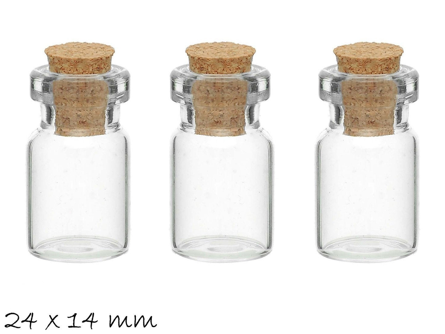 1 Stück kleine Glasflasche mit Korken, Anhänger Charm Glas Flasche, 24 x 14 mm