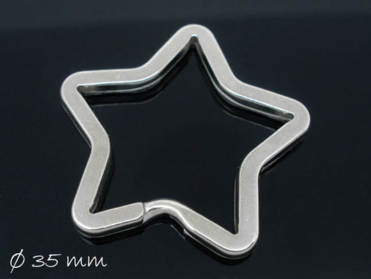 2 Stück Schlüsselband Rohlinge Stern in platin Ø 35 mm