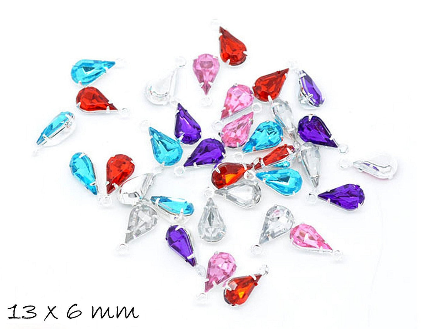 10 Stück Anhänger in Tropfenform, je Farbe 2 Stück, 13 x 6 mm