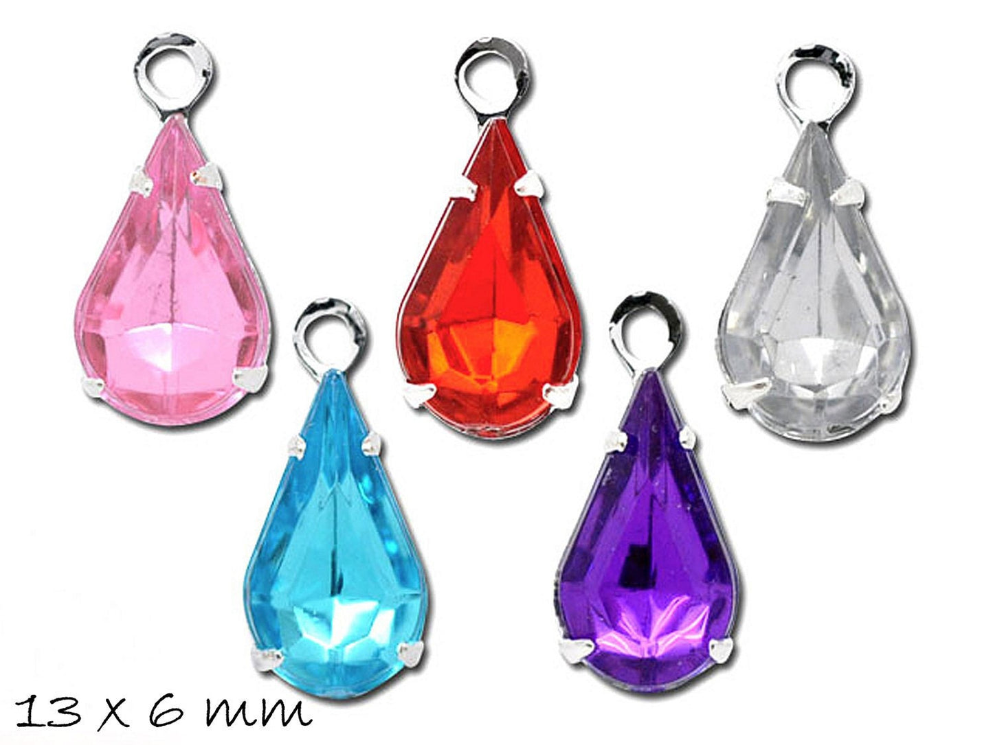 10 Stück Anhänger in Tropfenform, je Farbe 2 Stück, 13 x 6 mm