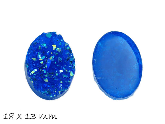 6 Stück ovale Resin Cabochons DruzyImitat 18 x 13mm, blau