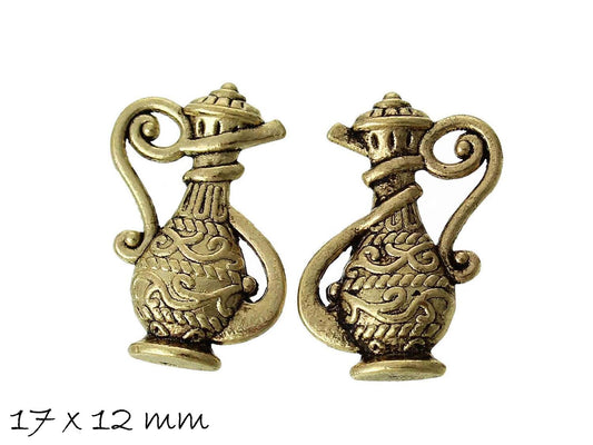 6 Stück Anhänger Wunderlampe, Kanne, Krug, in gold, 17 x 12 mm