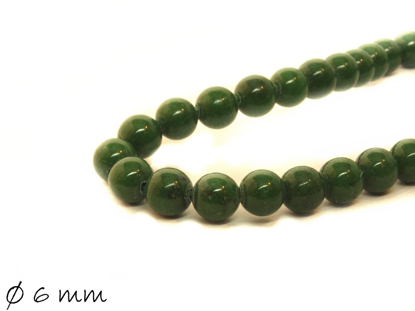 20 Stück Edelstein Perlen, Mashan Jade, grün, Ø 6 mm