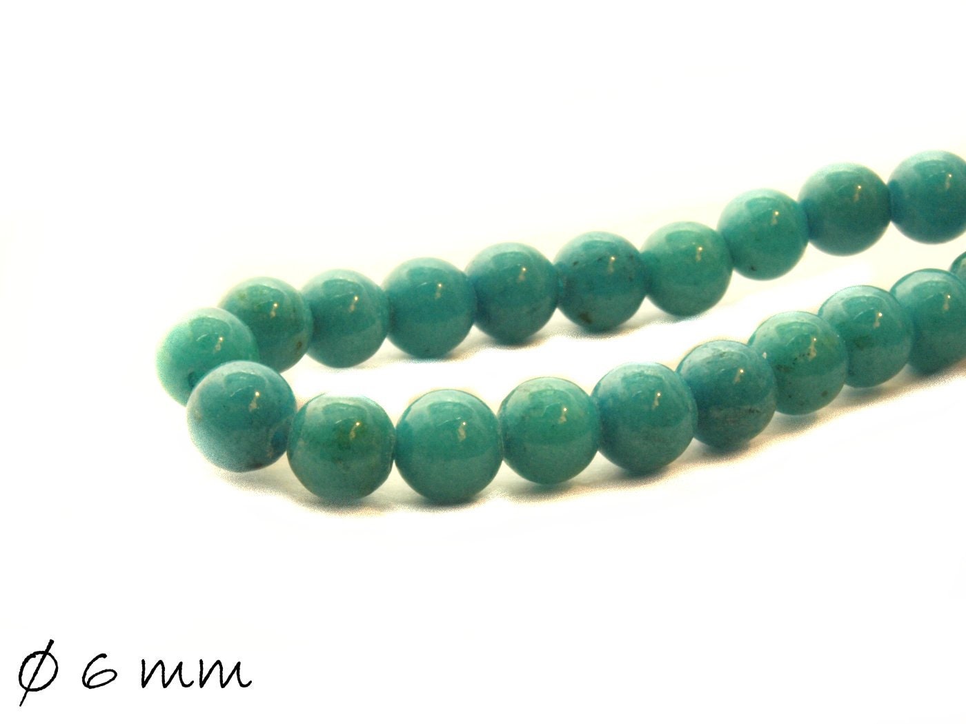 20 Stück Edelstein Perlen, Mashan Jade, türkis, Ø 6 mm