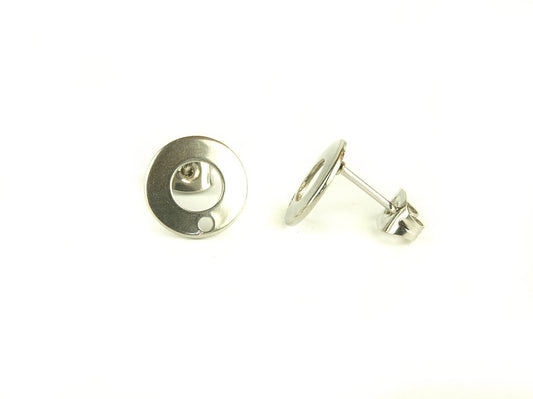 10 Stück Ohrstecker mit Öse Edelstahl, silber, Donut, Ohrringe, Ø 10 mm