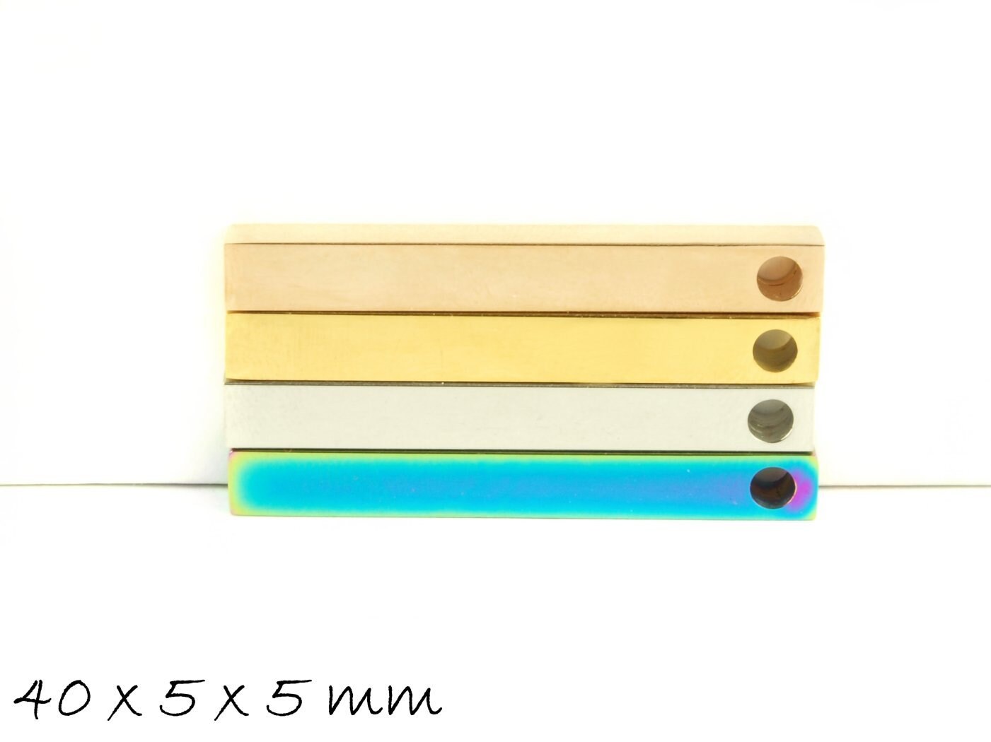 1 Stück Anhänger Barren Barrel  aus Edelstahl zum Stempeln, 40 x 5 x 5 mm, gold