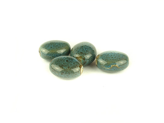 10 Stück Porzellan Perlen , Ø 16 x 14 x 9 mm, blau