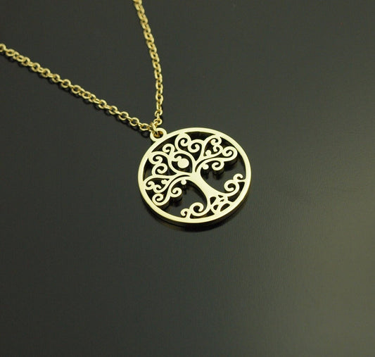 Kette Baum Lebensbaum Natur Liebe romantisch Anhänger golden