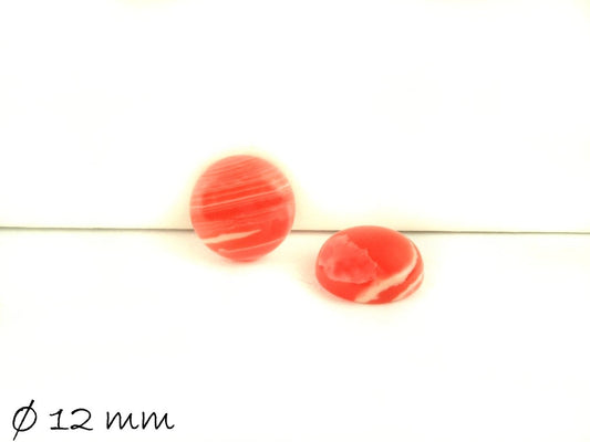 2 Stück Cabochons, Rosenspat, Rhodochrosit, 12 mm