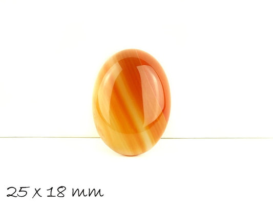 1 Stück ovaler Edelstein Cabochon, Cabochon Achat, 25 x 18 mm, rot-orange