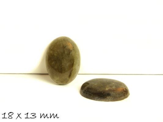 2 Stück Edelstein Cabochons, Labradorit, oval 18 x 13 mm (ohne Glanzschimmer)