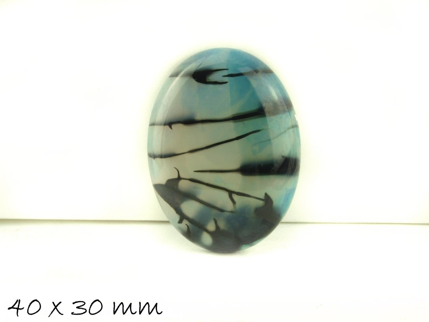 1 Cabochon Drachenader Achat 40 x 30 mm dunkelgrün
