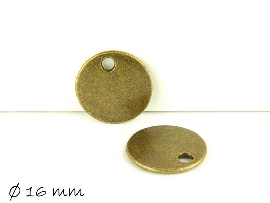 6 Stück Anhänger Stempel Plättchen bronze Rohling Ø 16 mm