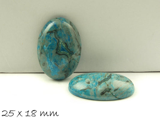 1 Stück ovaler Edelstein Cabochon, Ripple-Jasper, 25 x 18 mm, blau