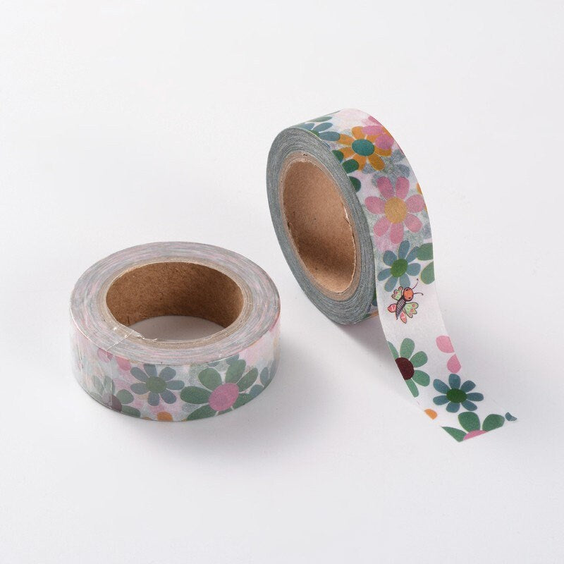 1 Rolle kreatives Tape Klebeband, Blumen, 10 m lang, 15 mm breit