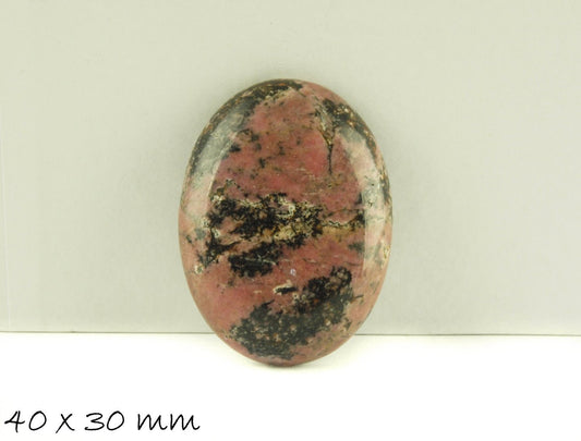 1 Stück Edelstein Cabochon, Rosenspat gemustert, 40 x 30 mm