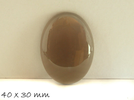 1 Edelstein Cabochon grauer Achat, 40 x 30 mm