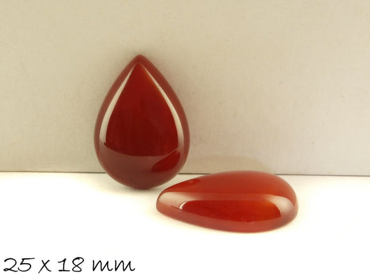 1 Stück Edelstein-Cabochon, Tropfen, roter Achat, 25 x 18 mm