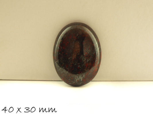 1 Stück  Cabochon roter Jasper 40 x 30 mm, schwarz