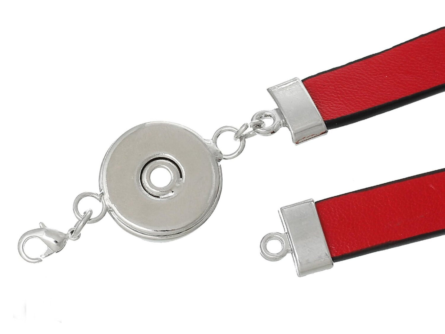 Wickel-Armband mit Druckknopf, Wechselschmuck Button, rot
