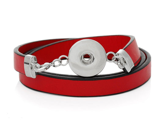 Wickel-Armband mit Druckknopf, Wechselschmuck Button, rot