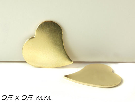4 Stück Messing Anhänger Stempel Herz gold 25 x 25 mm