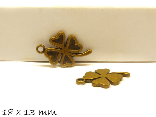 6 Stück Anhänger Kleeblatt in bronze, 18 x 13 mm