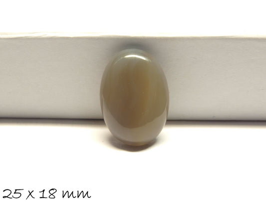 1 Stück ovaler Edelstein Cabochon, grauer Achat, 25 x 18 mm