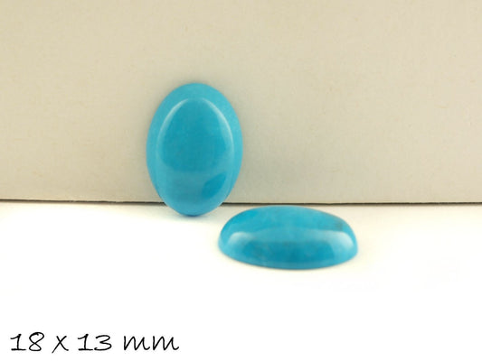 2 Stück Edelstein Cabochons, oval, Sinkiang-Türkis, 18 x 13 mm